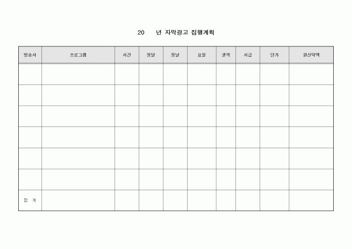(기타)자막광고 집행계획
