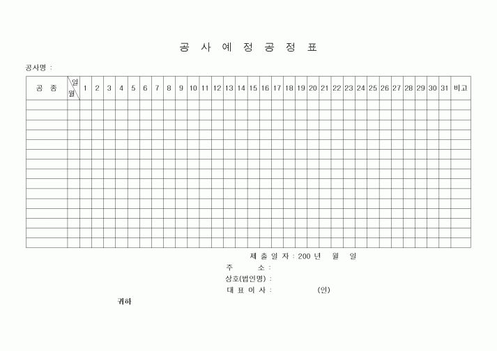 (기타건설)예정공정표(1)