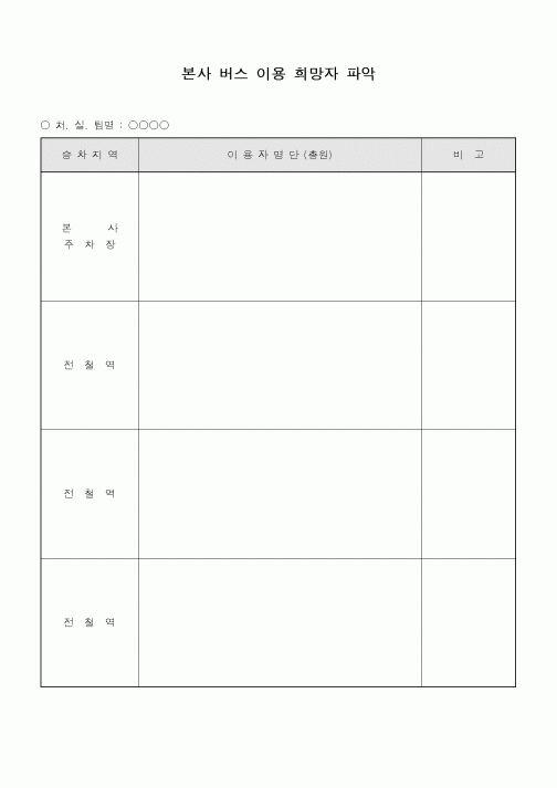 (총무)본사 버스이용 희망자 파악