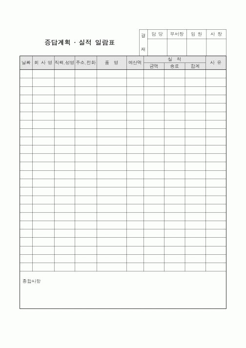 (총무)증답계획.실적일람표