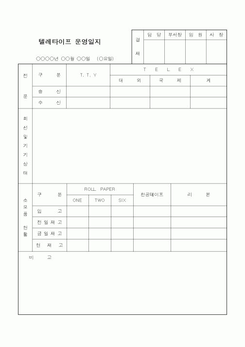 (총무)텔레타이프 운영일지