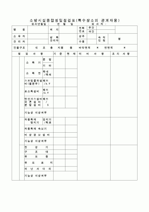(교육행정)소방시설종합정밀점검표