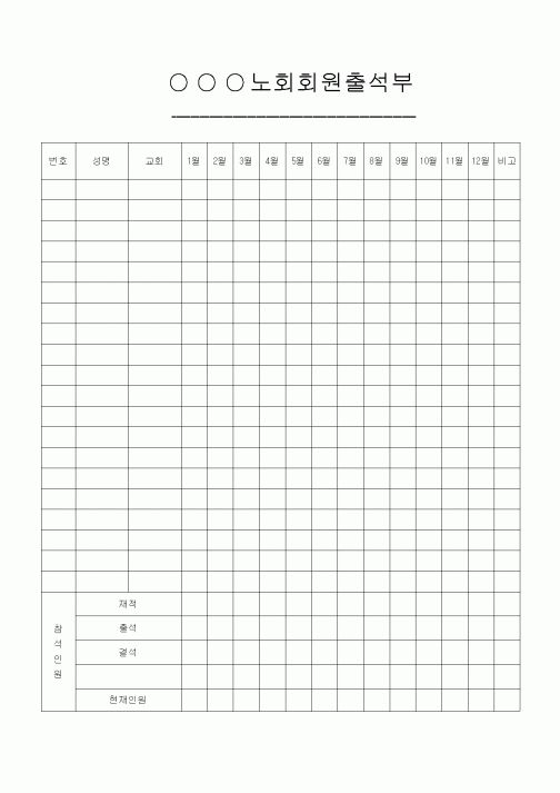 (제례서식)노회회원출석부