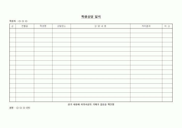 (중/고등학교)학생상담 일지