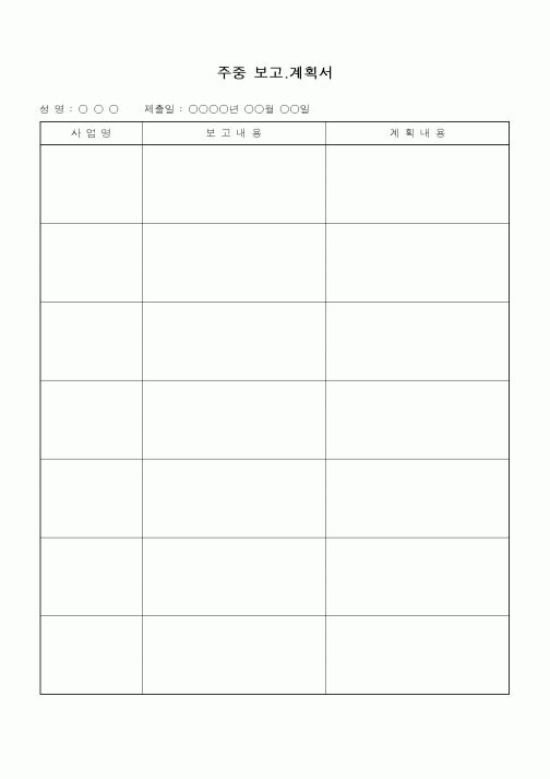 (총무)주중 보고계획서