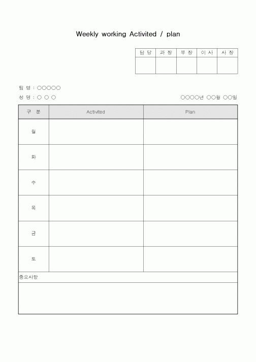 (총무)Weekly working activited