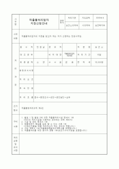 (생활민원)적출물처리업자 지정신청안내