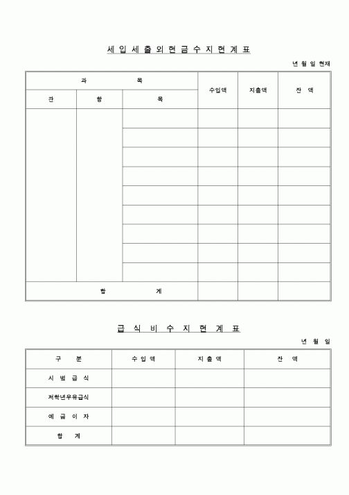 (교육행정)세입세출외현금수지현계표