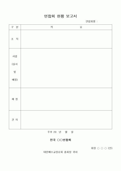 (제례서식)연합회 현황 보고서