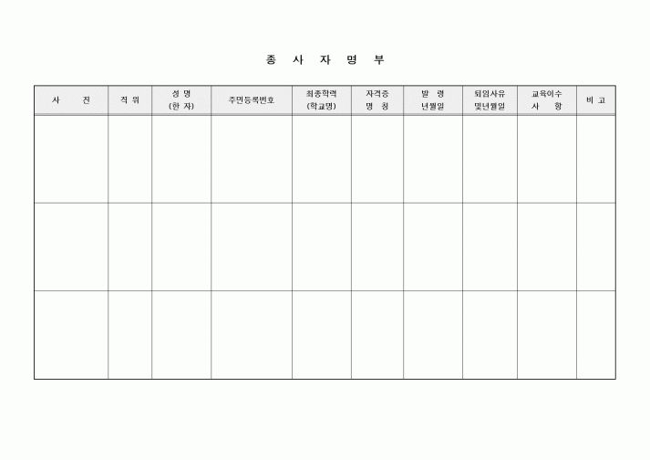 (특수/보육/유치원)종사자명부