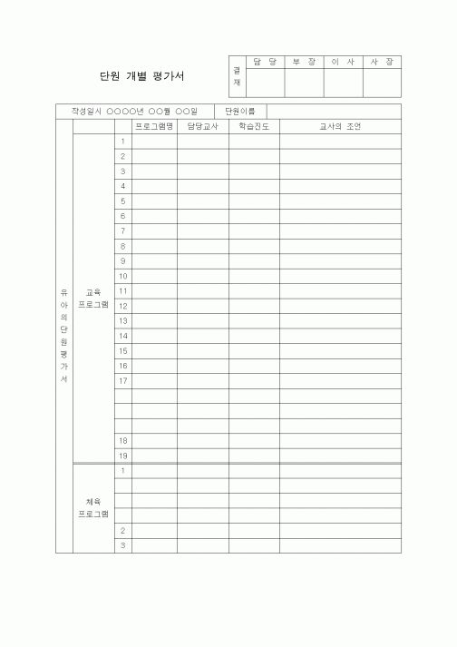 (학원설립/운영)단원 개별 평가서