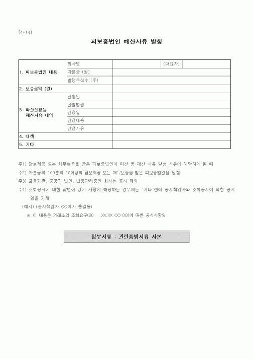(채권/채무)피보증법인 해산사유 발생