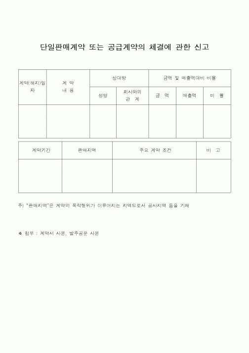 (민사소송)단일판매계약 또는 공급계약의 체결에 관한 신고