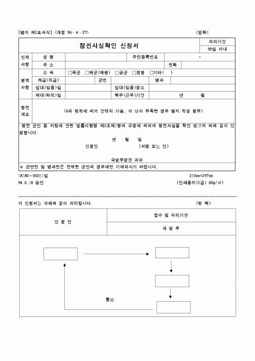 (국방부)참전사실확인 신청서2