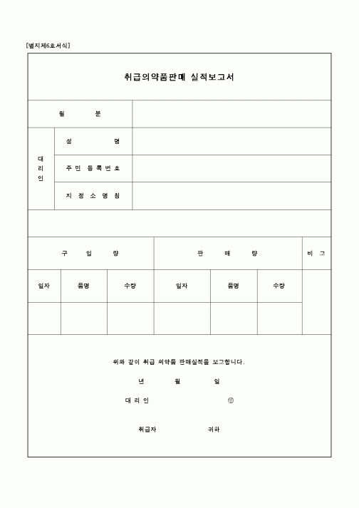 (보건복지부)취급의약품판매 실적보고서