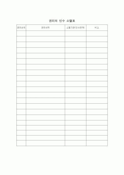(기타)권리의 인수 소멸표