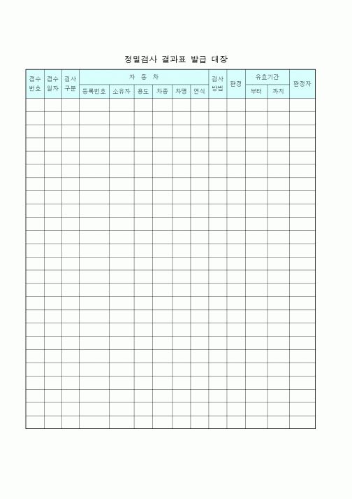 (기타)정밀검사 결과표 발급 대장