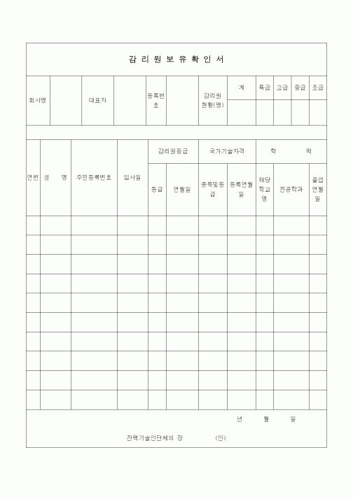 (기타)감리원보유확인서