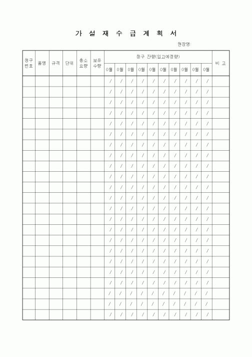 (자재관리)가설재수급계획서