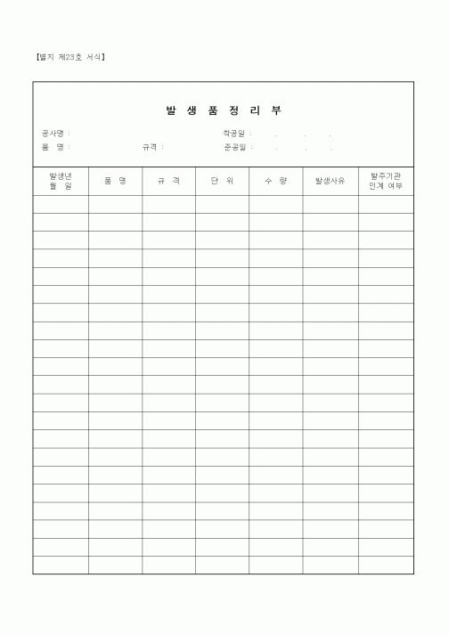 (자재관리)발생품 정리부