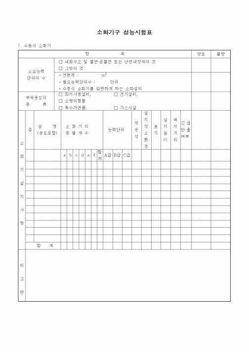 (안전관리)소화기구 성능시험표