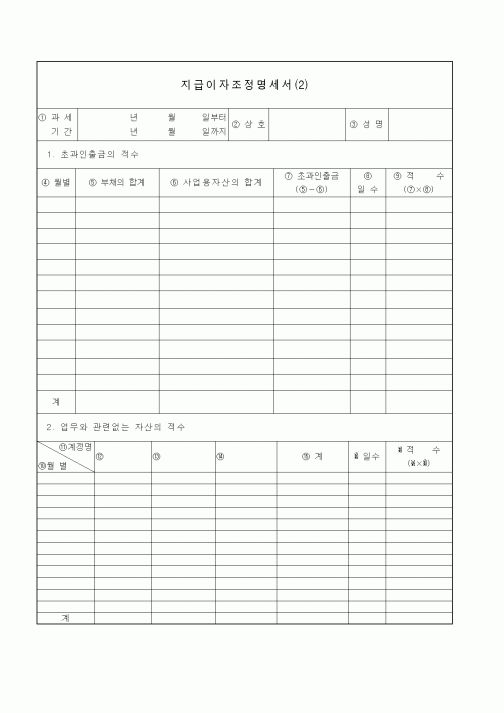 (기타)지급이자조정명세서(2)