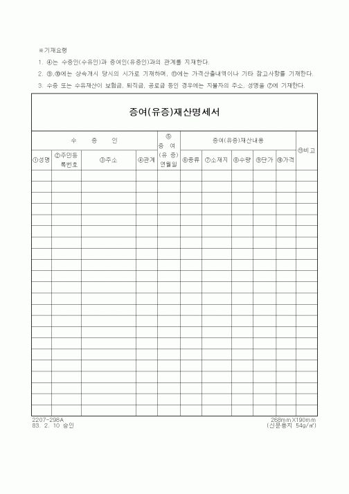 (생활민원)증여(유증)재산명세서1