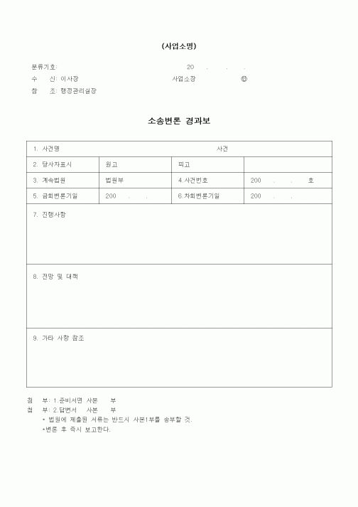 (민사소송)소송변론 경과보