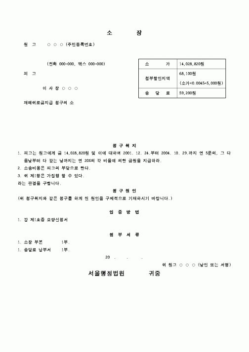 (행정소송)재해위로금지급 청구의 소