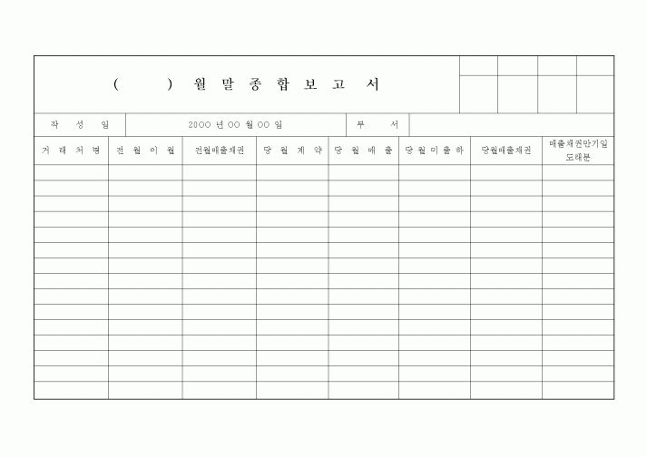 (기타)()월말종합보고서