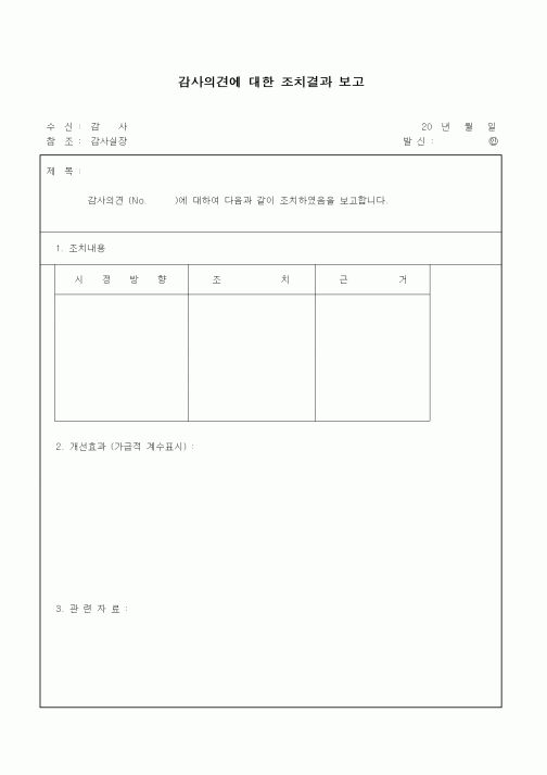 (기타)감사의견에 대한 조치결과 보고1