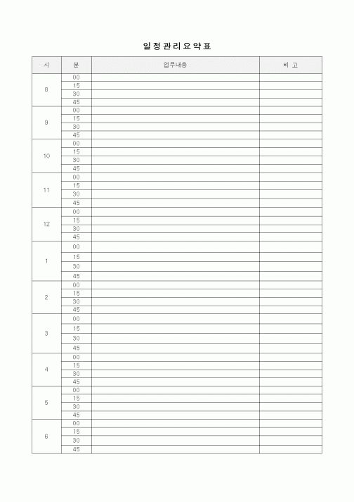 (기타)일정관리요약표