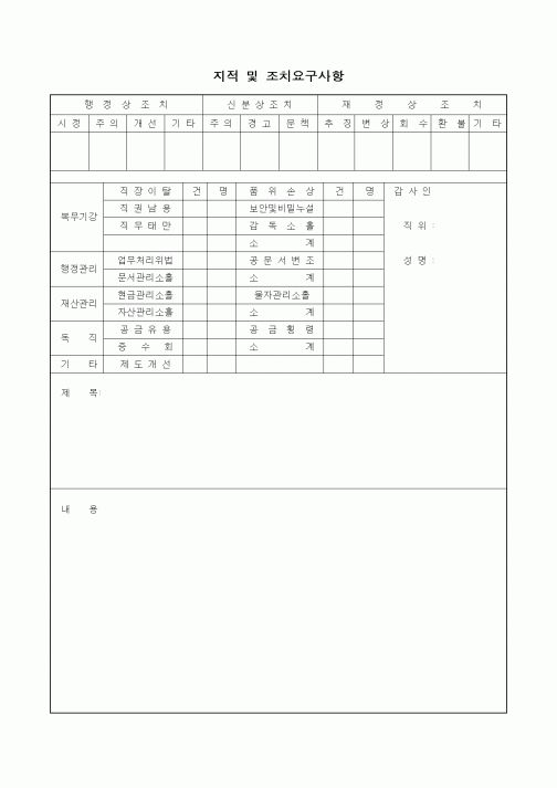 (기타)지적 및 조치요구사항