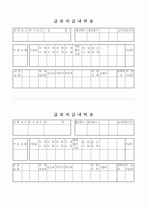 (경리)급료지급내역표1