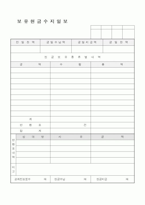 (인사/노무)보유현금수지일보
