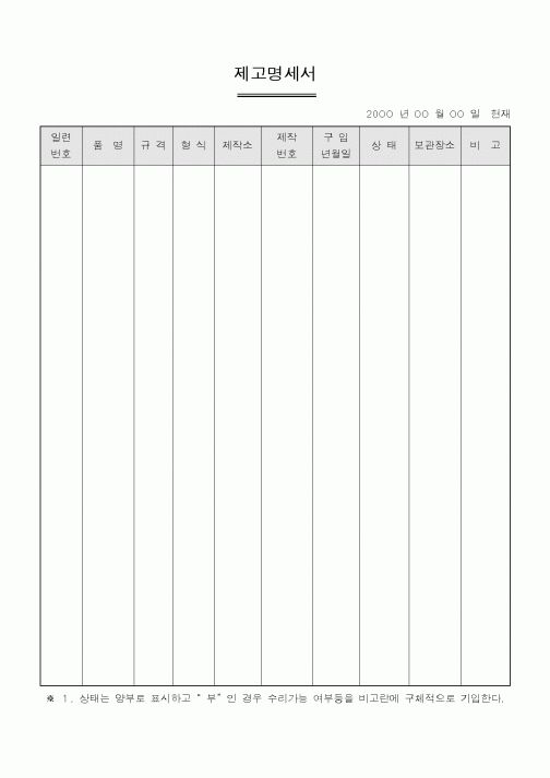 (기타)제고명세서