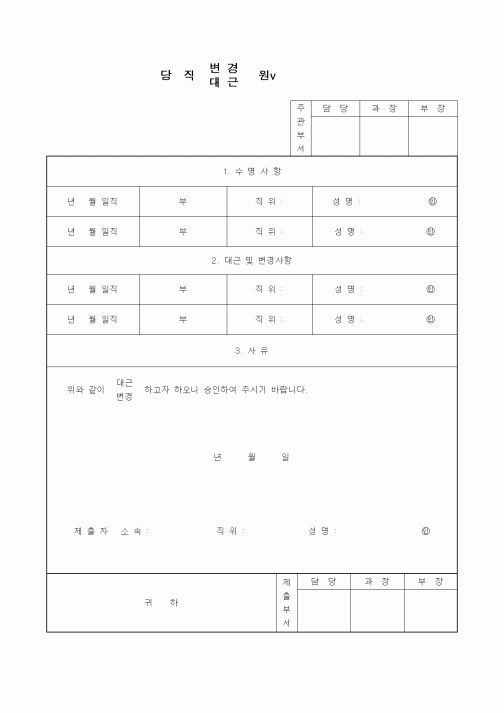 (기타)당직원변경대근