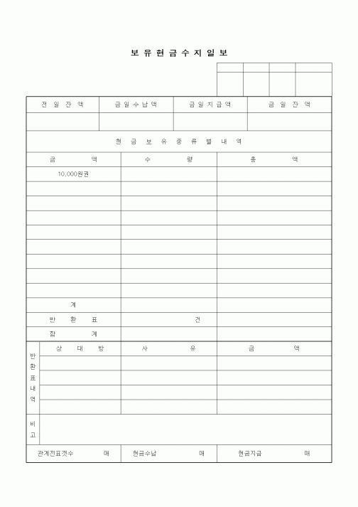 (경리)보유현금수지일보1