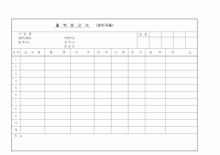 (경리)출하보고서 - 경리과용