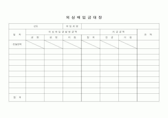 (기타)외상매입금대장
