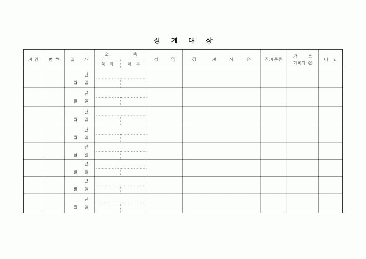 (인사/노무)징계대장1