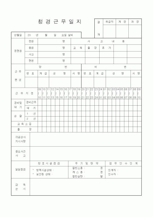 (기타)청경근무일지1