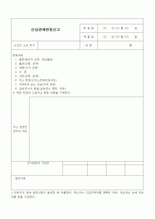 (인사/노무)신상관계변동신고1