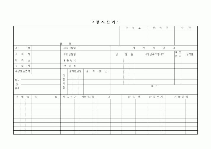 (은행/금융)고정자산카드
