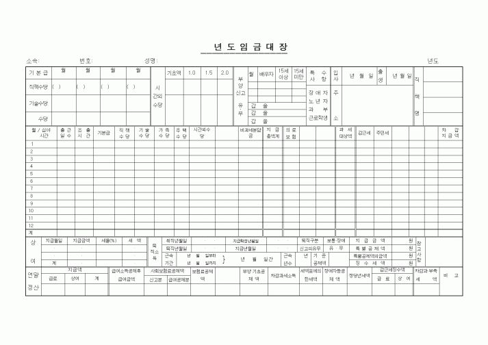 (은행/금융)년도임금대장