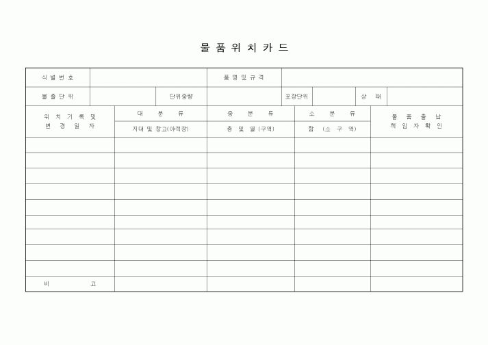 (기타)물품위치카드