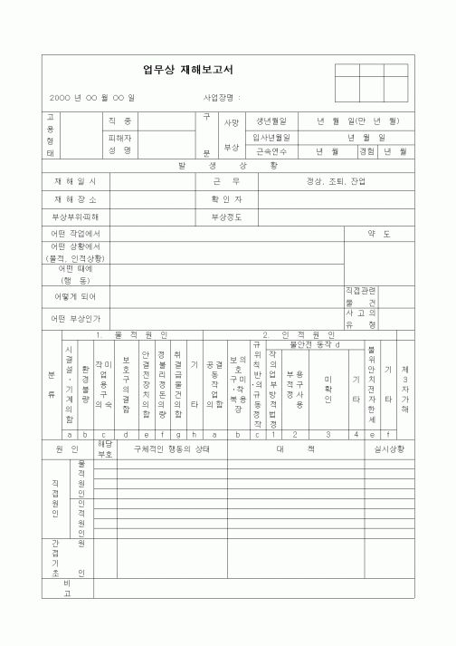 (인사/노무)업무상 재해보고서