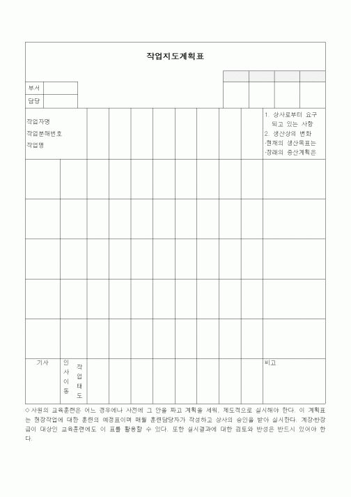 (인사/노무)작업지도계획표1