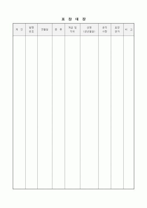 (인사/노무)표창대장