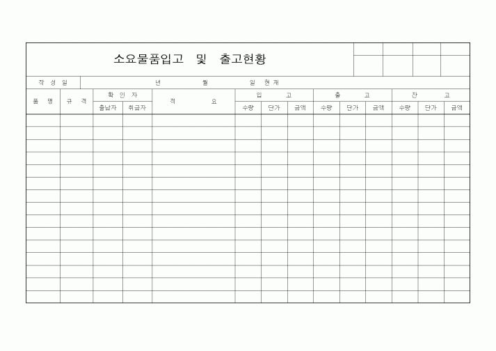 (생산/관리)소요물품입고및출고현황